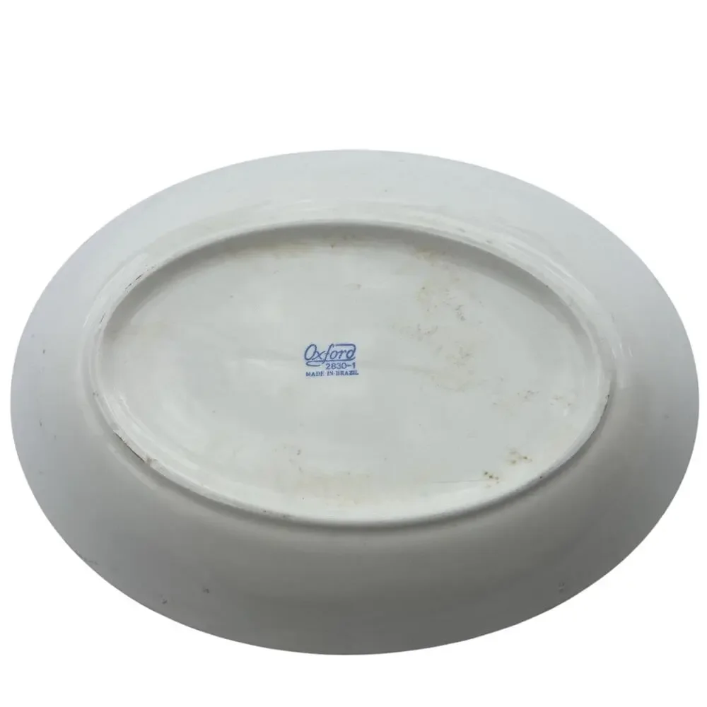 Oxford Brazil Platter Vintage Restaurant Ware 2830-1 Cream Blue 11” X 8.25” EUC